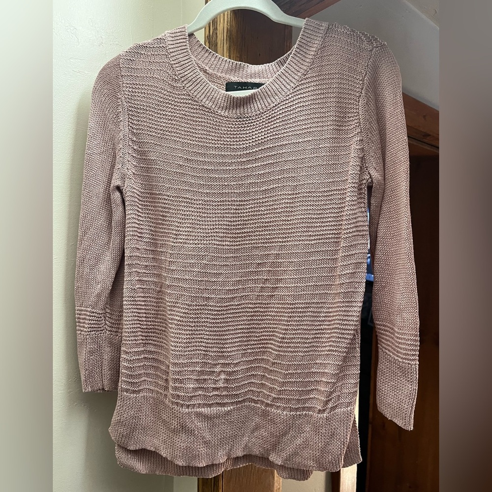 Tahari Women's Dusty Pink Crew Neck Sweater